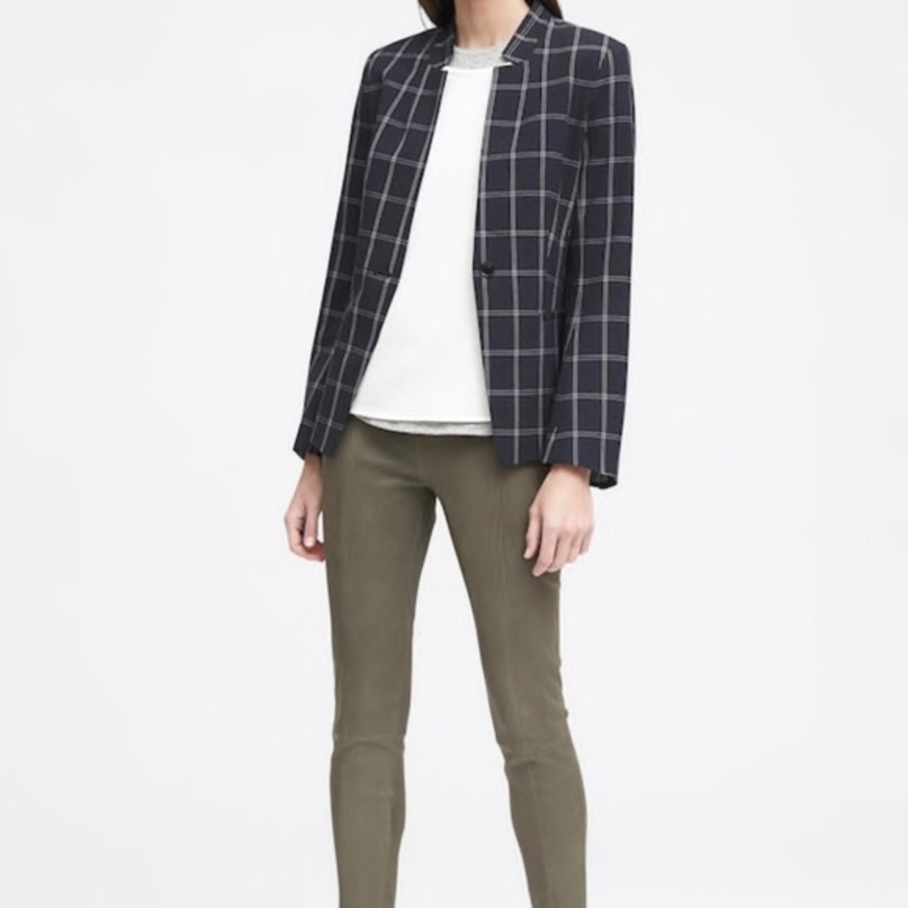 Banana Republic Inverted Collar Windowpane Blazer